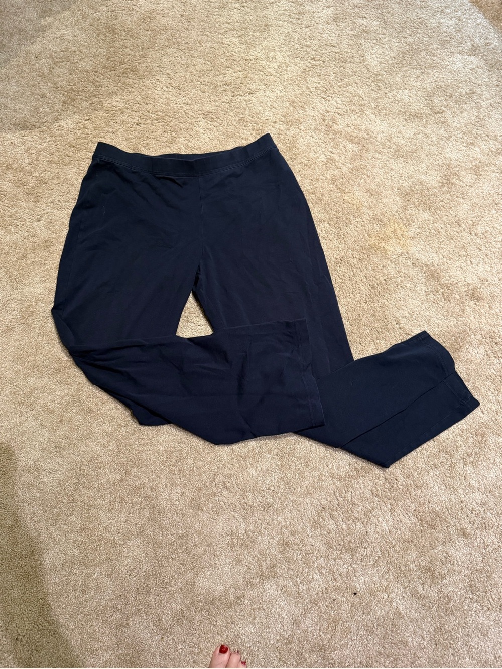 L.L. Bean Perfect Fit Straight-Leg Knit Pants Navy Blue Size L Regular